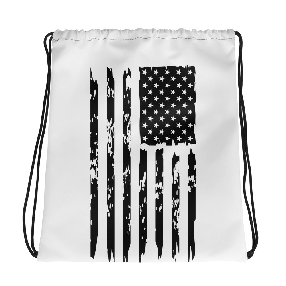 American Flag Drawstring Bag